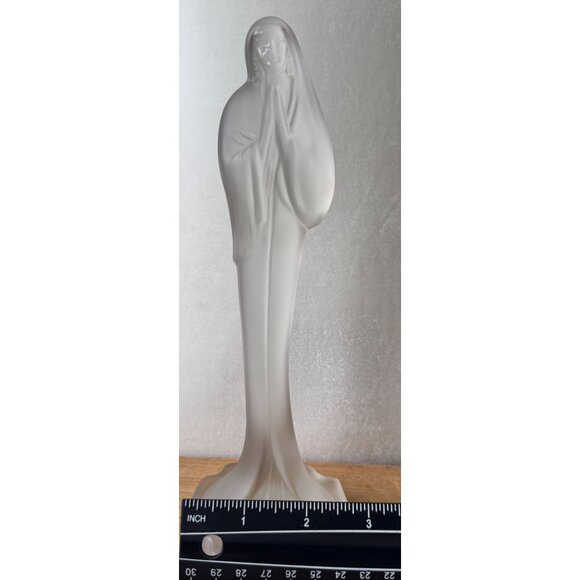 VTG Heisey by Imperial Glass Satin/Clear Frosted Finish Madonna Figurine 9" Tall - Picture 7 of 8